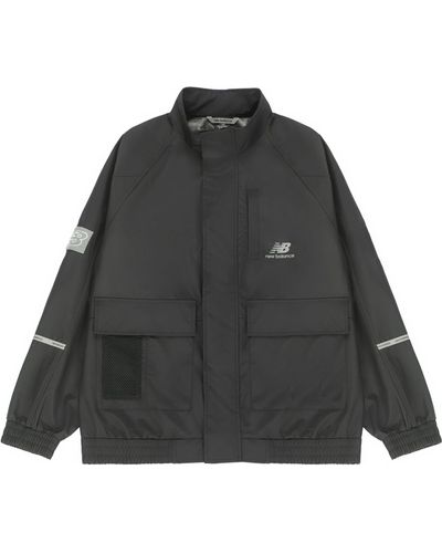 New Balance Solid Color Woven Stand Collar Jacket Autumn - Black