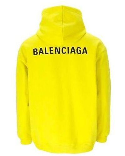 Balenciaga Medium Fit Logo Hoodie - Yellow