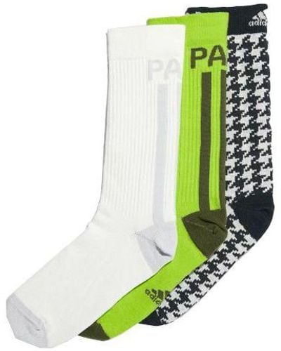 adidas Originals X Ivy Park Crossover Contrasting Colors Logo Sports Mid Calf Socks 3 Pairs White - Green