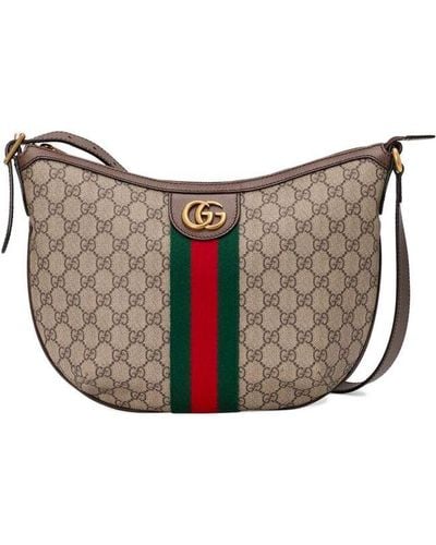 Gucci Ophidia Logo Stripe Webbing Tassel Canvas Handbag Small in Brown |  Lyst