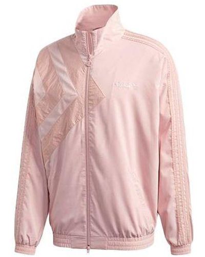 adidas Originals Logo Printing Stand Collar Sports Jacket - Pink