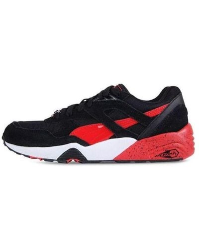 PUMA R698 Block Low Top Running Shoes Black - Red