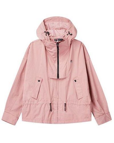 Fila Hooded Sports Woven Jacket Red - Pink
