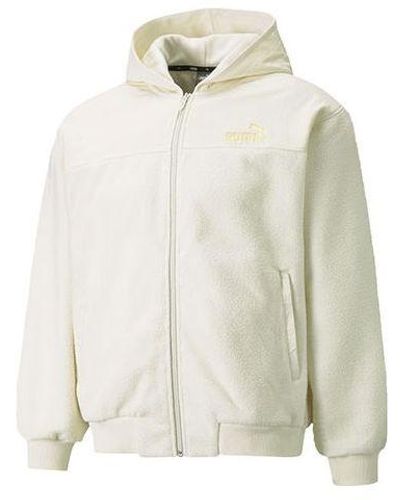 PUMA Winterized Lamb's Wool Stay Warm Fleece Lined Hooded Jacket White