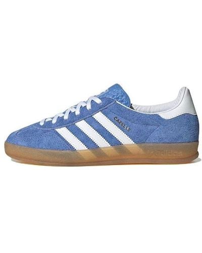 adidas Indoor Gazelle Brand-embroidered Leather Low-top Sneakers - Blue