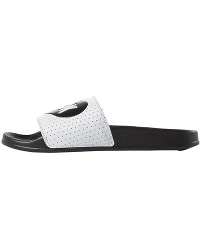 Reebok Classic Slide Soft Sole Cozy Flat Heel Sports Slippers White - Black