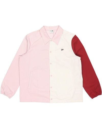 PUMA Embroidered Small Label Contrasting Colors Sports Woven Logo Jacket - Pink