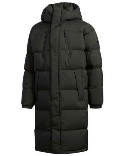 adidas Puffy Long Down Stay Warm Outdoor Sports Hooded Down Jacket - Black