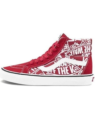 Vans Sk8-hi Rrissue Retro High Top Casual Skate Shoes White - Red
