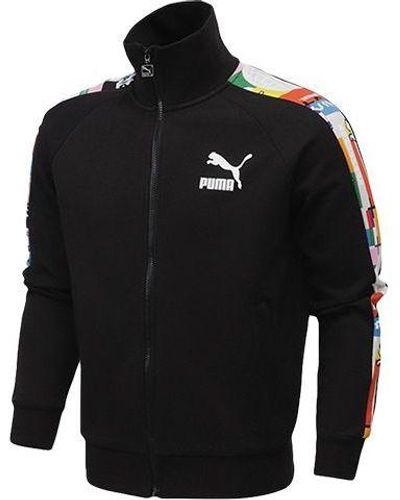 PUMA T7 Casual Sports Slim Fit Stand Collar Jacket - Black