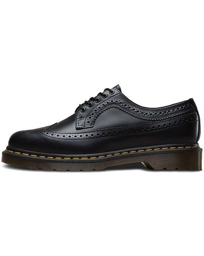 Dr. Martens 3989 Yellow Stitch Smooth Leather Brogue Shoes - Black