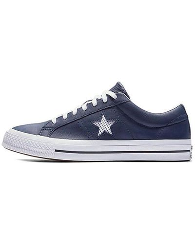 Converse One Star Perforated Leather Low Top Navy - Blue