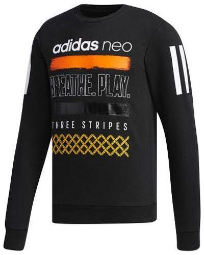 adidas Neo Athleisure Casual Sports Knit Round Neck Pullover - Black
