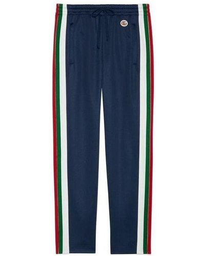 Gucci Knitted Sweatpants With Logo - Blue