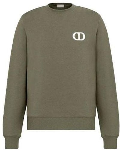 Dior Ss22 Round Neck Cotton Fleece Material Pullover Olive - Green