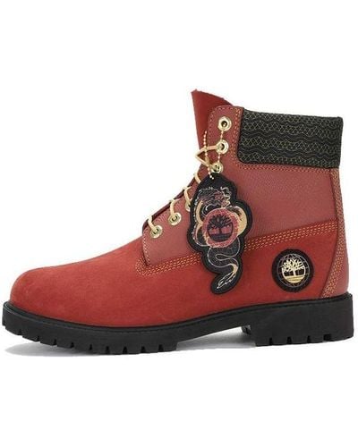 Timberland 6 Inch Lace Waterproof Boots - Red