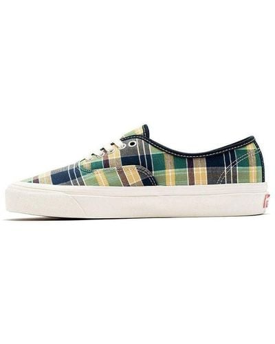 Vans Style 44 Low Tops Casual Skateboarding Shoes Green Blue Plaid