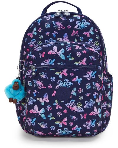 Kipling Backpack Seoul University Butterfly Fun Large - Blue