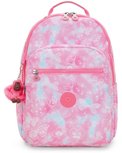 Kipling Backpack Seoul Lap Garden Clouds Large - Pink
