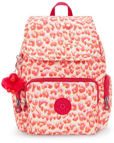 Kipling Backpack City Zip S Latin Cheetah Small - Red