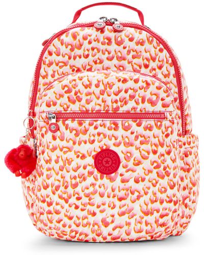 Kipling Backpack Seoul Latin Cheetah Large - Red