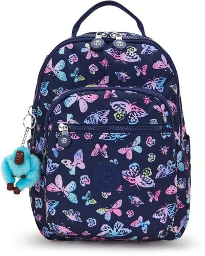 Kipling Backpack Seoul S Butterfly Fun Small - Blue