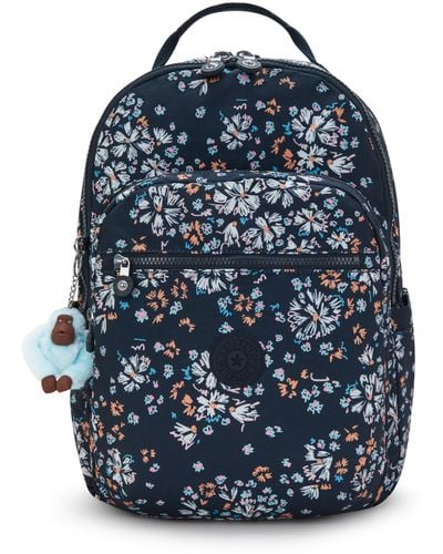 Kipling Backpack Seoul Lap Flower Field Large - Blue
