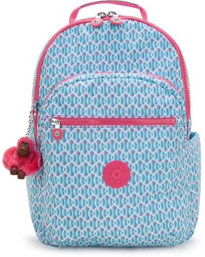 Kipling Backpack Seoul Lap Dreamy Geo C Large - Blue