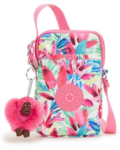 Kipling Phone Bag Tally Flamingo Leaves Small - Pink
