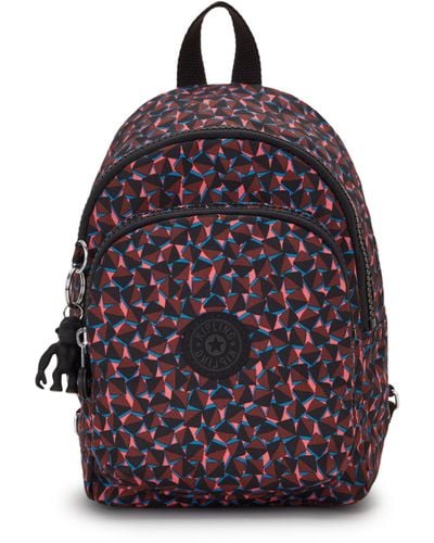 Kipling Backpack New Delia Compact Happy Squares Print Small - Purple