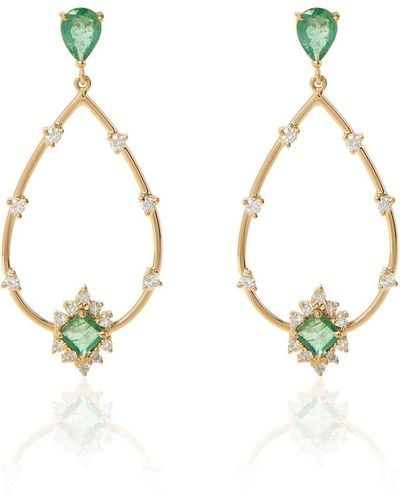 Carolina Neves Emerald Drop Earrings - Metallic