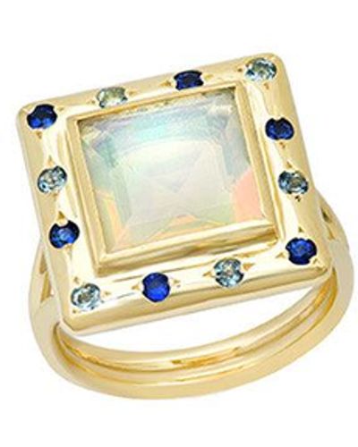 Sig Ward Opal, Sapphire, And Aquamarine Ring - Metallic