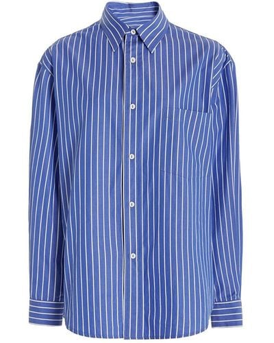 Matteau Classic Stripe Cotton Poplin Shirt - Blue