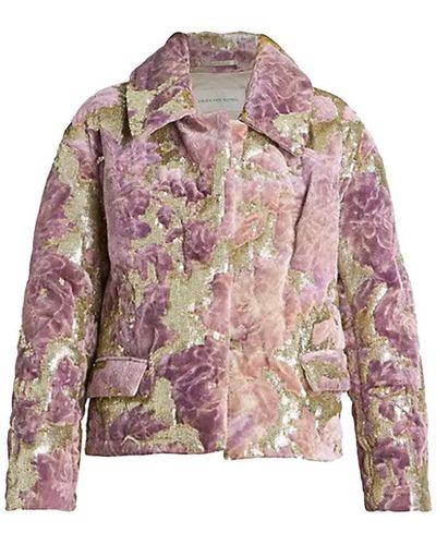 Dries Van Noten Vondi Sequin-embellished Velvet Jacket - Pink