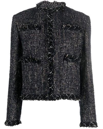 Sacai Cropped Tweed Puffer Jacket - Black