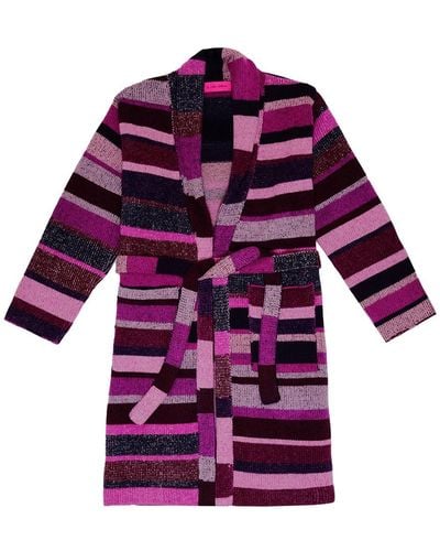 The Elder Statesman Super Soft Striped Robe - Purple