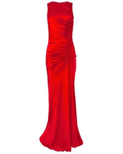 Alejandra Alonso Rojas Silk Satin Tank Gown - Red