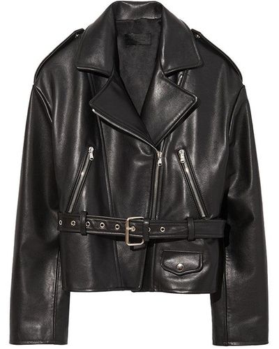 Nili Lotan Aurelie Waisted Biker Jacket - Black