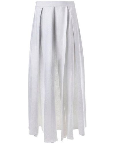 Alejandra Alonso Rojas Pleated Linen Midi Skirt - White