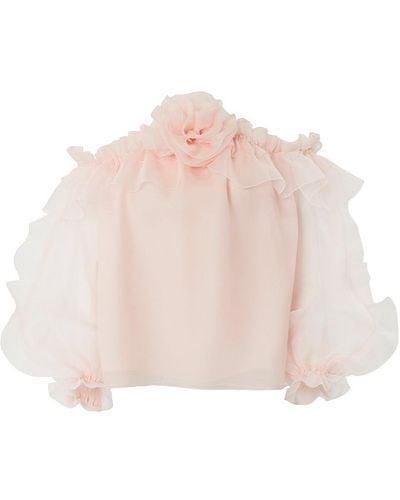 Carolina Herrera Floral-appliqué Blouse - Pink