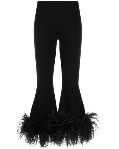 Valentino Feather-trim Flared Trousers - Black