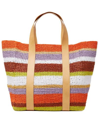 Orange Beach bag tote and straw bags for Women