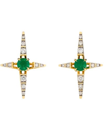 Ara Vartanian Emerald Cross Earrings - White