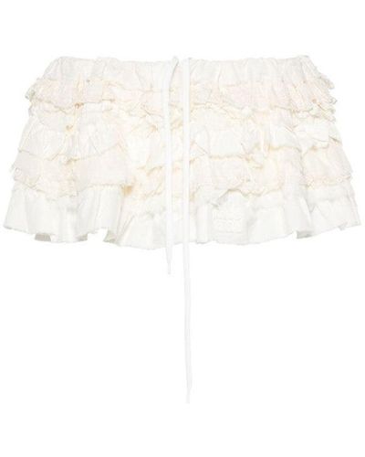 Miu Miu Ruffle Mini Skirt - White