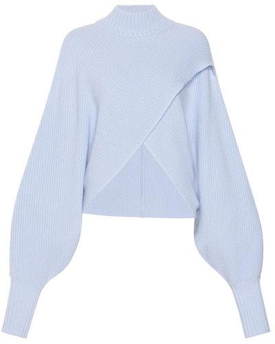 LAPOINTE Organic Cashmere Crossover Sweater - Blue