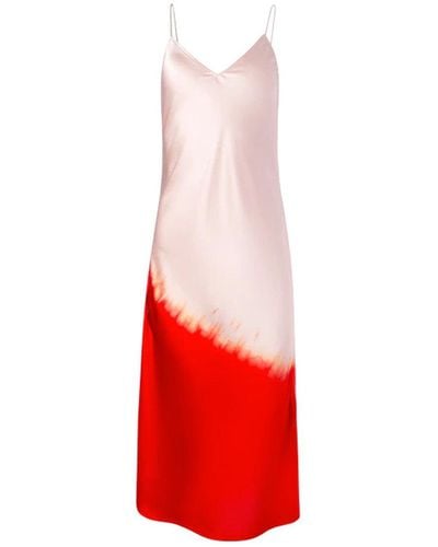 Alejandra Alonso Rojas Dip Dye Satin Midi Slip Dress - Red