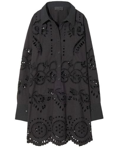 Nili Lotan Mathilde Embroidered Poplin Mini Dress - Black