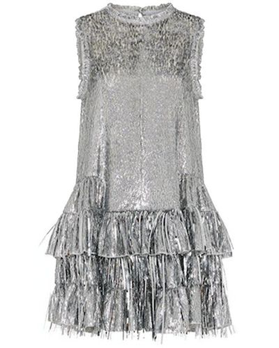 Rabanne Sleeveless Metallic Fringe Mini Dress - Gray