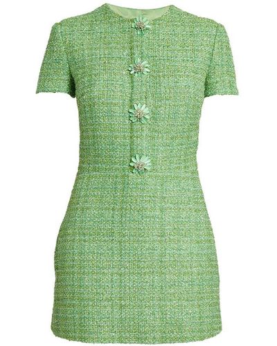 Valentino Metallic Tweed Mini Dress - Green