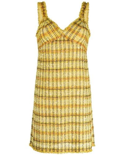 Ashish Bead-embellished Tweed Mini Dress - Yellow